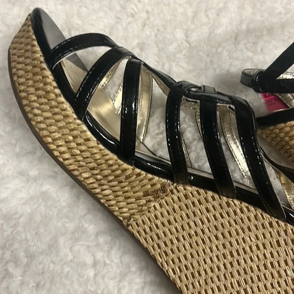 Sandals Glo jeans Sandals wedge heels Jordan black size 10 - Picture 7 of 9